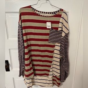 Free People oversized stripe shirt with tags